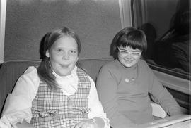 Passengers riding Turbo Train 50 between Tacoma and Seattle, Washington in 1971.