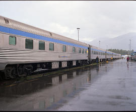 VIA Rail Canada passenger train at Jasper, Alberta in August 1990.