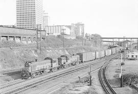 Burlington Northern diesel locomotive 4059 at Tacoma, Washington in 1973.