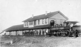 Northern Pacific station at Ellensburg, Washington, circa 1887.