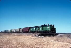 Burlington Northern Diesel Locomotives Number 995 and Number 993 near Wyndmere, North Dakota In 1981