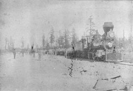 Northern Pacific work train at Tacoma, Washington, in 1889.