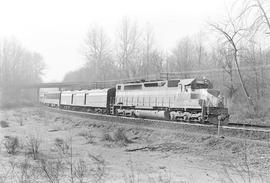 Burlington Northern passenger train number 199 near Reservation, Washington in 1971.