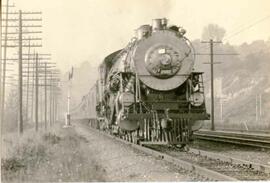 Great Northern Railway steam locomotive 2503 in Washington State in 1934.