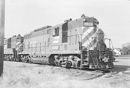 Burlington Northern diesel locomotive 1627 at Auburn, Washington, circa 1977.