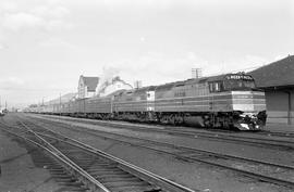 Amtrak diesel locomotives 244 at Yakima, Washington on November 17, 1977.