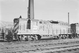 Burlington Northern diesel locomotive 1710 at Livingston, Montana in 1972.