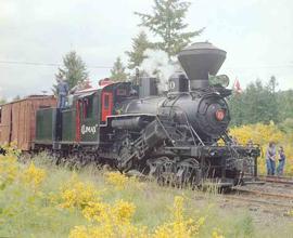 Mount Rainier Scenic Railroad Steam Locomotive Number 10 at Mineral, Washington in May, 1981.