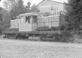 Skagit River Railway Diesel Locomotive Number 7 at Rockport, Washington, circa 1950.