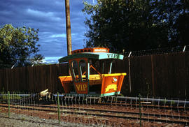 Portland Zoo Railway speeder-trolley at North Portland, Oregon in 1959.