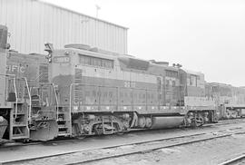 Burlington Northern diesel locomotive 2017 at Minneapolis, Minnesota in 1972.