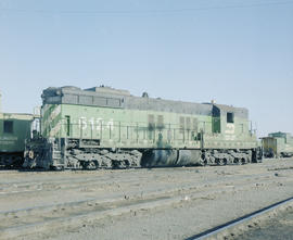 Burlington Northern diesel locomotive 6124 at Pasco, Washington in 1980.