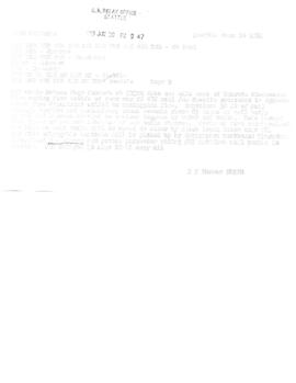 Great Northern Telegram Regarding Mail Car Fire, Ephrata, Washington, June 30, 1965