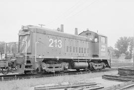 Burlington Northern diesel locomotive 213 at Minneapolis, Minnesota in 1972.