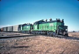 Burlington Northern Diesel Locomotives Number 995 and Number 993 at Wyndmere, North Dakota In 1981