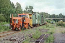 Burlington Northern Railroad work train at Maple Valley, , circa 1986.