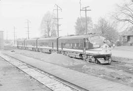 Northern Pacific diesel locomotive number 6013 at Auburn, Washington, in 1952.