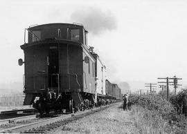 A Northern Pacific freight train at Black River, Washington, circa 1941.