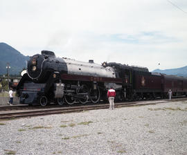 Canadian Pacific Railway steam locomotive 2860 at Squamish, British Columbia on August 12, 1989.
