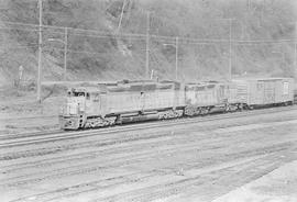 Union Pacific Railroad diesel locomotive number 75 at Tacoma, Washington in 1972.