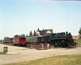 Heritage Park Historical Village steam locomotive 2024 at Calgary, Alberta in August 1990.