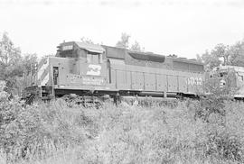 Burlington Northern diesel locomotive 3032 at Ovina, Nebraska in 1972.