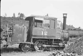 Northern Pacific steam locomotive 12 at South Tacoma, Washington, in 1934.