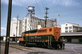 Great Northern Railway Company diesel locomotive 323 at Portland, Oregon (undated).