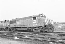 Burlington Northern diesel locomotive 5416 at Galesburg, Illinois in 1972.