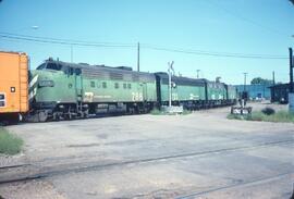 Burlington Northern Diesel Locomotives 786 and 733 at Minneapolis, Minnesota in 1980