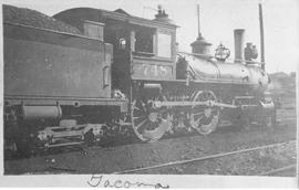 Northern Pacific steam locomotive 748 at Tacoma, Washington, circa 1890.