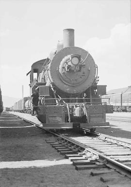 Northern Pacific steam locomotive 20 at Billings, Montana, in 1949.