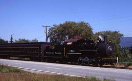 Northern Pacific steam locomotive 1070 near Wickersham, Washington, in 1977.