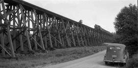 Pacific Coast Railroad bridge at Maple Valley, Washington in 1943.