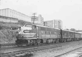 Southern Pacific diesel locomotive 6387 at Tacoma, Washington, in 1967.