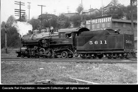 Milwaukee Road steam locomotive Number 5611 at Argo in Seattle, Washington circa 1925.