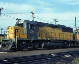 Chicago & North Western Railway diesel locomotive 5083 at Proviso, Illinois on July 26, 1986.