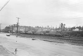 Western Pacific diesel locomotive 767 at McCarver Street, Tacoma, Washington in 1971.