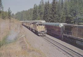 Union Pacific Railroad diesel locomotive number 3753 at Motanic, Oregon in 1986.