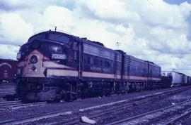 Northern Pacific F-9 diesel locomotive 7008D at Spokane, Washington, on 1968.