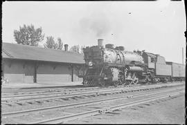 Northern Pacific steam locomotive 1853 at Arlington, Washington, circa 1938.