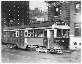 Seattle & Rainier Valley Railway Car 107 in Seattle, Washington, 1935