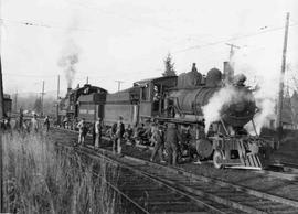 Pacific Coast Railroad steam locomotive number 14 at Maple Valley, Washington in 1944.