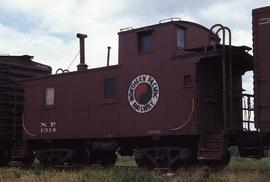 Northern Pacific wood caboose 1314 at Sumas, Washington, in 1968.