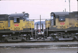 Spokane, Portland & Seattle Diesel Locomotive 303, 306 at Spokane, Washington, 1968