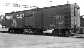 Pacific Coast Railroad box cars number 4080 and 4088 at Renton, Washington, circa 1946.