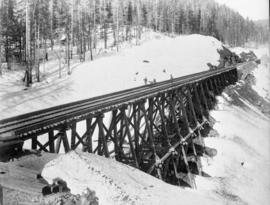 Northern Pacific bridge number 5 at Stampede Pass, Washington Territory, 1887.