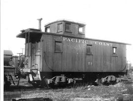 Pacific Coast Railroad caboose number 54 at Seattle, Washington in 1940.