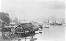 Northern Pacific dock at Tacoma, Washington, in circa 1888.