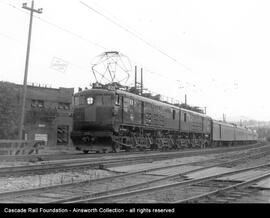 Milwaukee Road electric locomotive Number E23A at Renton, Washington in 1953.